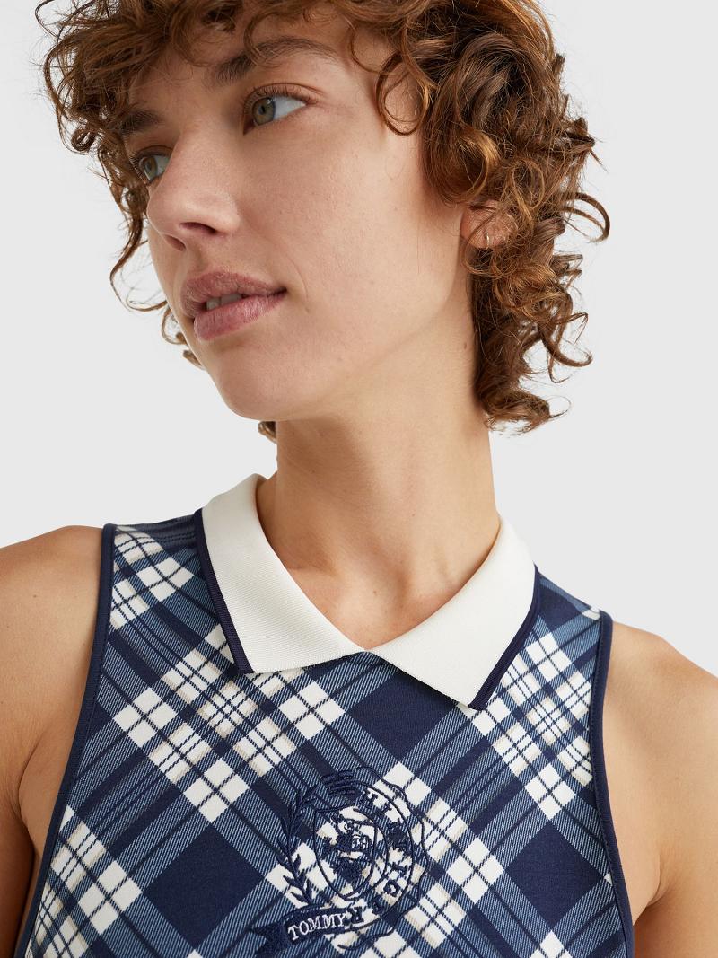 Női Tommy Hilfiger Icon Crest Midi Polo Dresses Kék | HU 95CTV